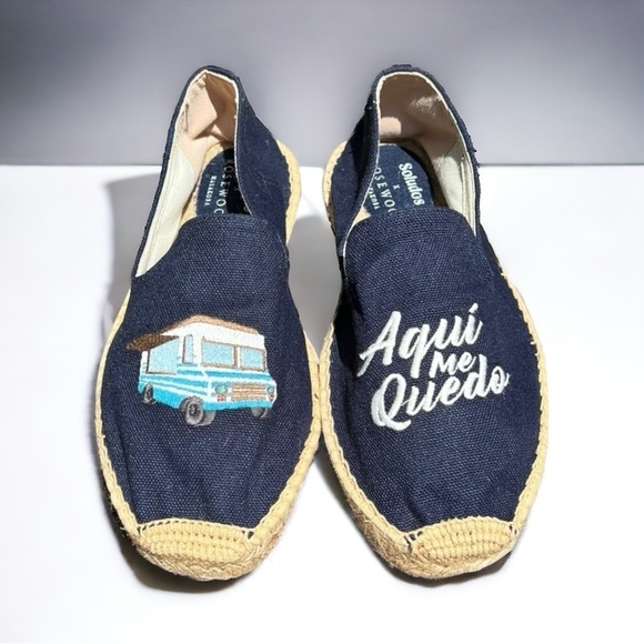 🌻NEW SOLUDOS X ROSEWOOD Aqui Me Quedo Camper Slip On Espadrille Shoes Size 9 - Picture 1 of 13